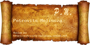 Petrovits Melissza névjegykártya